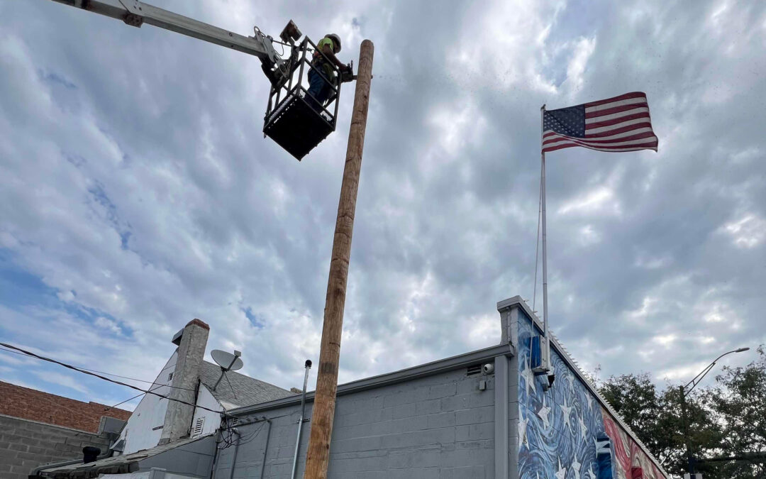 TJ Cable Installing Utility Pole at F.O.E. 4029 in Papillion